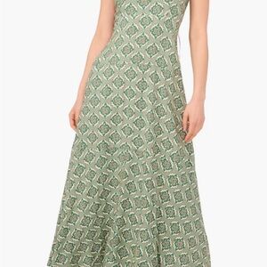 Vince Camuto Blue Aura Printed Square Neck Sleeveless Shift Maxi Dress